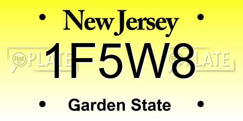 1F5W8 New Jersey License Plate