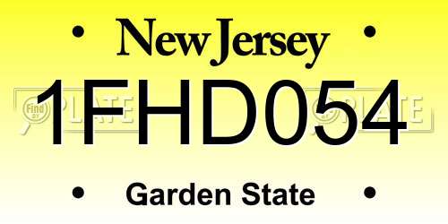 1FHD054 New Jersey License Plate