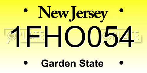 1FHO054 New Jersey License Plate