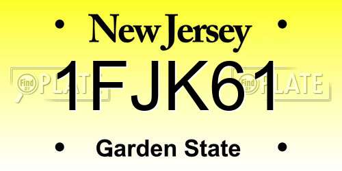 1FJK61 New Jersey License Plate