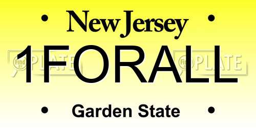 1FORALL New Jersey License Plate