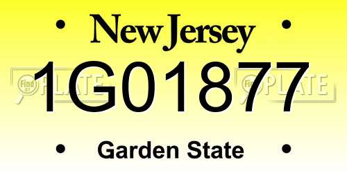 1G01877 New Jersey License Plate
