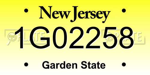 1G02258 New Jersey License Plate