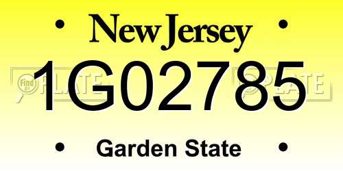 1G02785 New Jersey License Plate