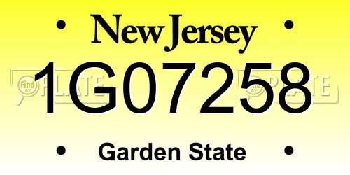 1G07258 New Jersey License Plate