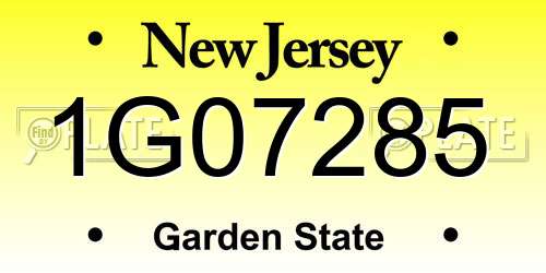 1G07285 New Jersey License Plate