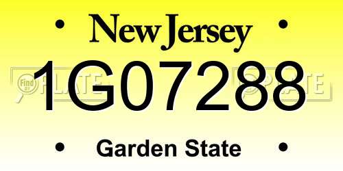 1G07288 New Jersey License Plate
