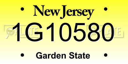 1G10580 New Jersey License Plate