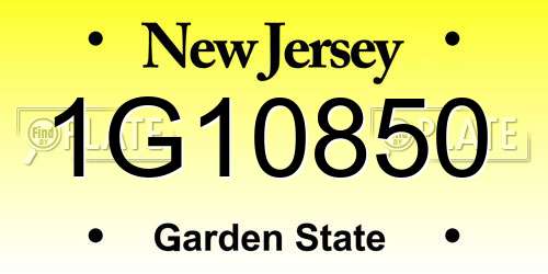 1G10850 New Jersey License Plate