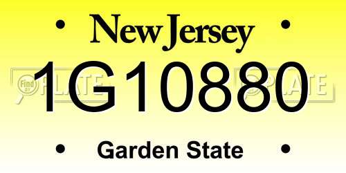 1G10880 New Jersey License Plate