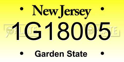 1G18005 New Jersey License Plate