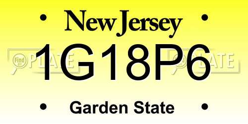 1G18P6 New Jersey License Plate