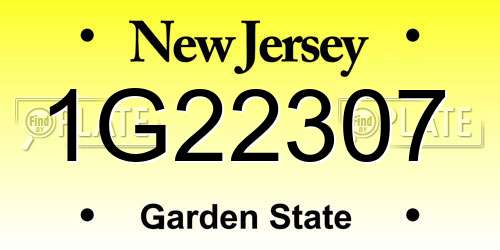 1G22307 New Jersey License Plate