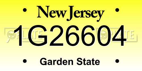 1G26604 New Jersey License Plate