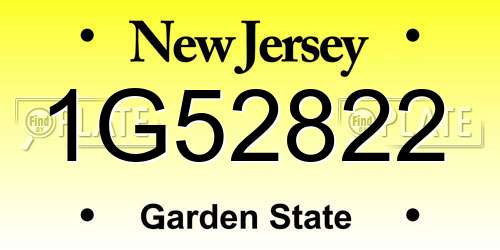 1G52822 New Jersey License Plate