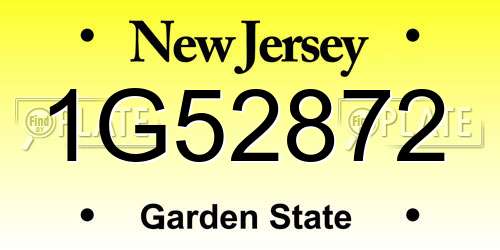 1G52872 New Jersey License Plate