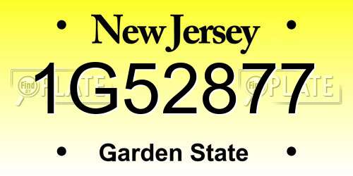 1G52877 New Jersey License Plate