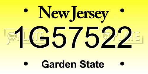 1G57522 New Jersey License Plate