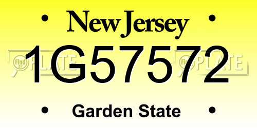 1G57572 New Jersey License Plate