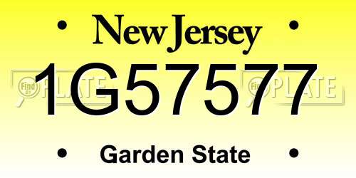 1G57577 New Jersey License Plate