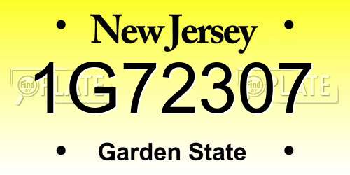 1G72307 New Jersey License Plate