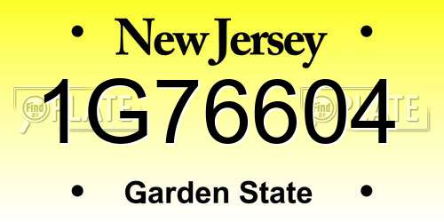 1G76604 New Jersey License Plate