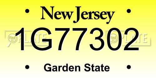 1G77302 New Jersey License Plate