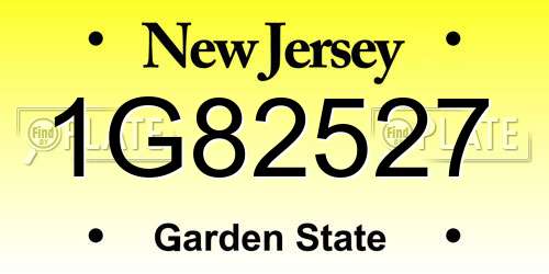 1G82527 New Jersey License Plate