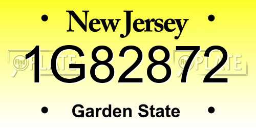 1G82872 New Jersey License Plate