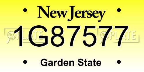 1G87577 New Jersey License Plate