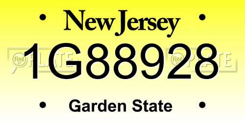 1G88928 New Jersey License Plate