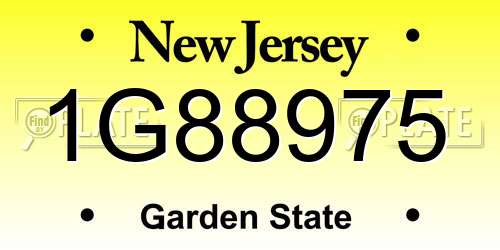 1G88975 New Jersey License Plate