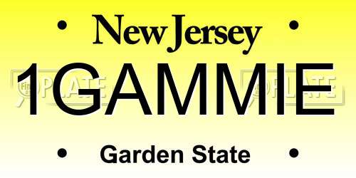 1GAMMIE New Jersey License Plate
