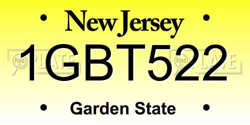 1GBT522 New Jersey License Plate