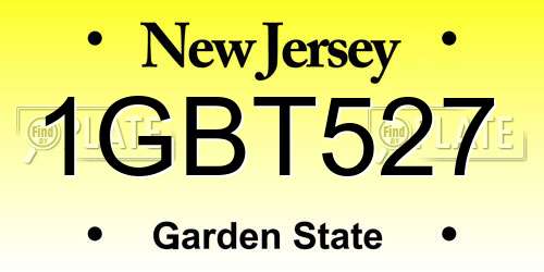1GBT527 New Jersey License Plate