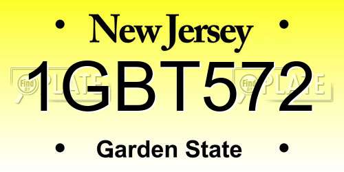 1GBT572 New Jersey License Plate
