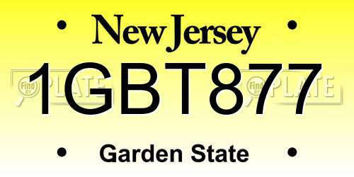 1GBT877 New Jersey License Plate