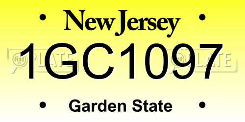 1GC1097 New Jersey License Plate