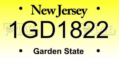 1GD1822 New Jersey License Plate