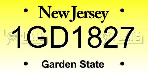 1GD1827 New Jersey License Plate
