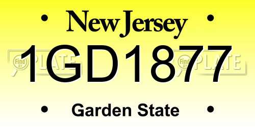 1GD1877 New Jersey License Plate
