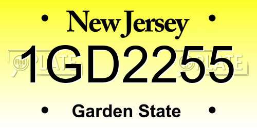 1GD2255 New Jersey License Plate