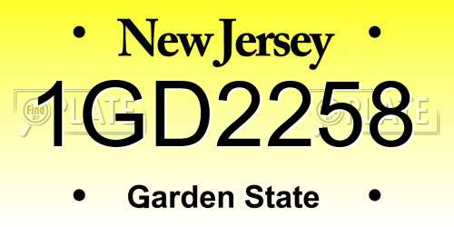 1GD2258 New Jersey License Plate