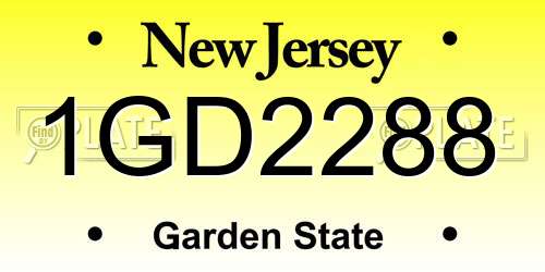 1GD2288 New Jersey License Plate