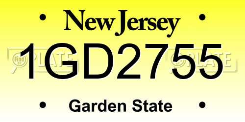 1GD2755 New Jersey License Plate