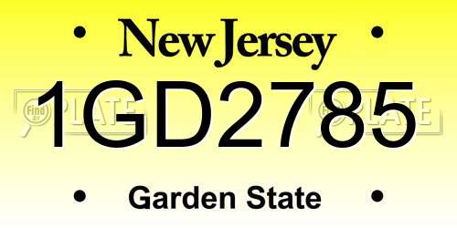 1GD2785 New Jersey License Plate
