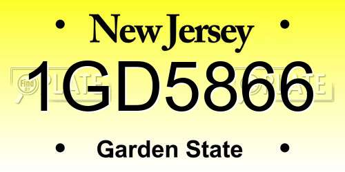 1GD5866 New Jersey License Plate