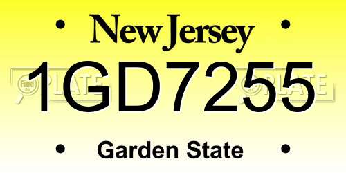 1GD7255 New Jersey License Plate