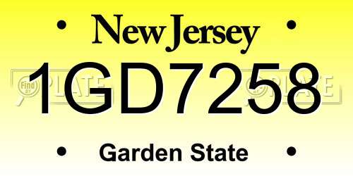 1GD7258 New Jersey License Plate