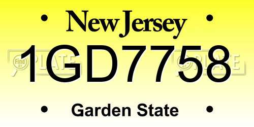 1GD7758 New Jersey License Plate